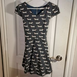 Cotton A-line dress with dog print
